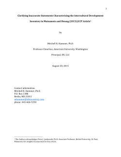 1 Clarifying Inaccurate Statements Characterizing the Intercultural
