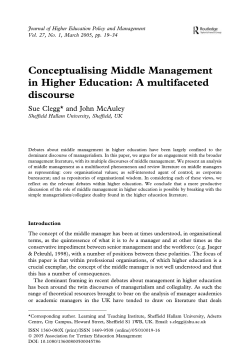 Conceptualising Middle Management in Higher Education: A