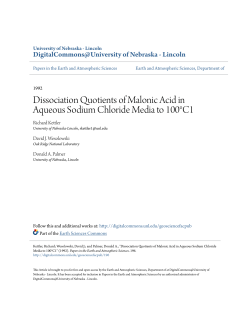 Dissociation Quotients of Malonic Acid in Aqueous Sodium Chloride