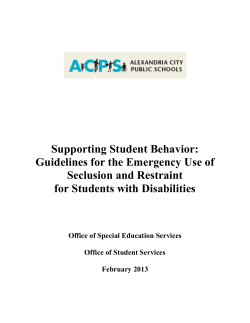 ACPS Guidelines for the Emergency Use of Seclusion and Restraint