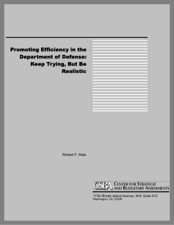 Promoting Efficiency in the Department of Defense: Keep Trying, But