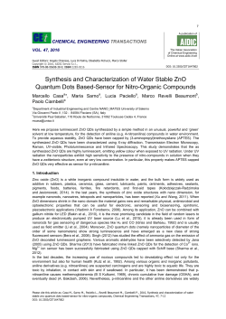 Synthesis and Characterization of Water Stable ZnO Quantum