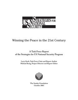 Strategies for US National Security: Winning the Peace in the 21st