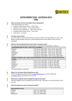 JUSTIN BIEBER TOUR - AUSTRALIA 2013 FAQs