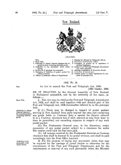 13 GEO V 1922 No 21 Post and Telegraph Amendment