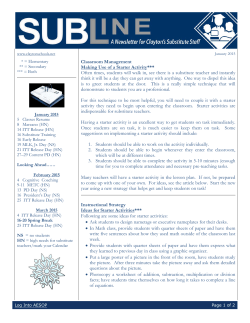 Classroom Management Making Use of a Starter Activity*** Often