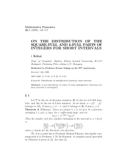 KÁTAI, I.: On the distribution of the square-full and k-full