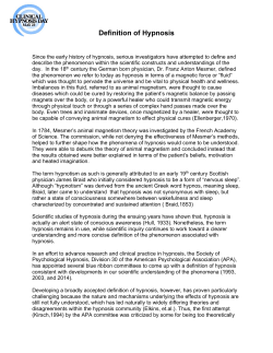 Definition of Hypnosis - American Society of Clinical Hypnosis