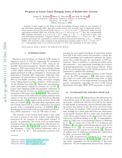 Progress in Lunar Laser Ranging Tests of Relativistic Gravity