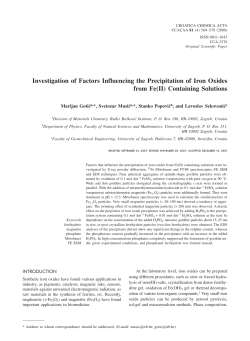 Investigation of Factors Influencing the Precipitation of Iron Oxides