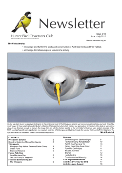 The Club aims to - Hunter Bird Observers Club