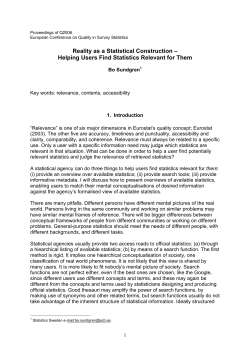 Reality as a Statistical Construction Helping users to find Statistics