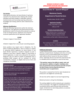 Social Worker IV &ndash; Spanish Bilingual* Monterey County Department