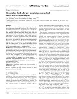 Allerdictor: fast allergen prediction using text classification techniques