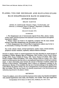 Plasma Volume Decrease and Elevated Evans