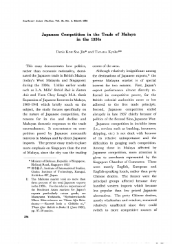 Japanese Competition in the Trade of Malaya in the 1930s