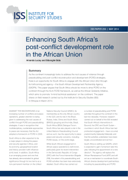 Enhancing South Africa`s post-conflict development role