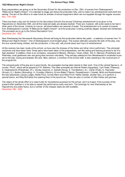 School Plays 1920s - Hemsworth Grammar School