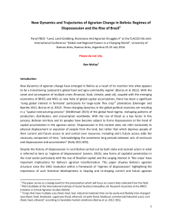 New Dynamics and Trajectories of Agrarian Change in Bolivia