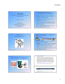 This workshop will help you &hellip; What is Plagiarism?