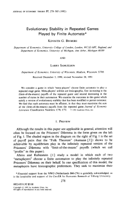 Evolutionary Stability in Repeated Games Played by Finite Automata*