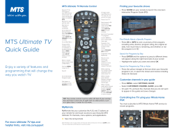 Quick Reference Guide to MTS Ultimate TV
