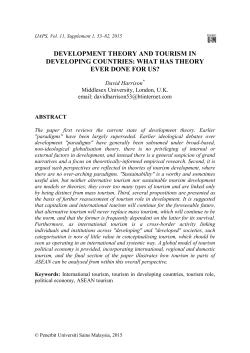 DEVELOPMENT THEORY AND TOURISM IN DEVELOPING