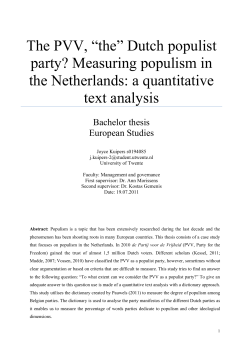 The PVV, &ldquo;the&rdquo; Dutch populist party?