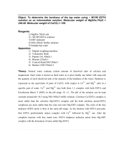 Object: To determine the hardness of the tap water using ~ M/100