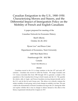 Canadian Emigration to the US, 1900&ndash;1930. Characterizing Movers