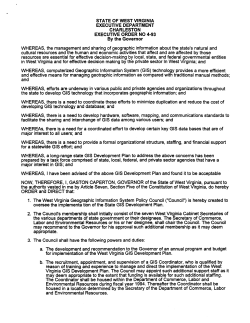 STATE OF WEST VIRGINIA EXECUTIVE DEPARTMENT