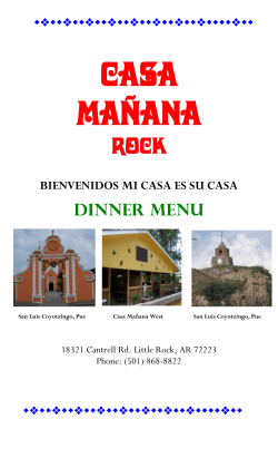 dinner menu - Casa Manana
