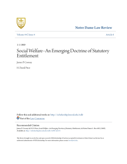 Social Welfare--An Emerging Doctrine of Statutory Entitlement