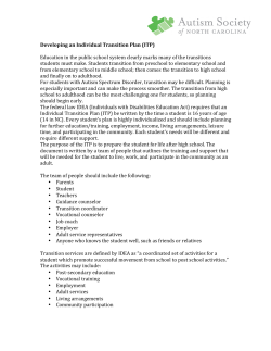 Developing an Individual Transition Plan (ITP)