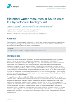 Historical water resources in South Asia: the hydrological background