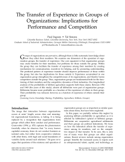 The Transfer of Experience in Groups of Organizations