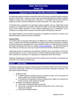Expansion Policy - Seton Hall University