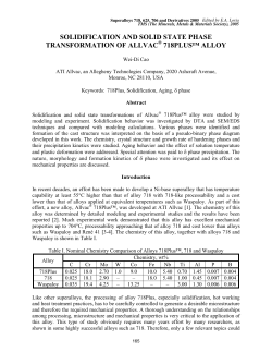 solidification and solid state phase transformation of allvac