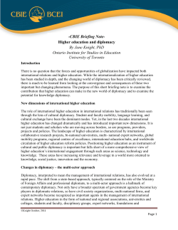 -CBIE Briefing Note- Higher education and diplomacy By Jane