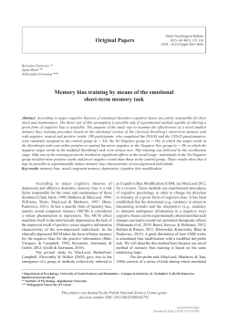 Memory bias training by means of the emotional short