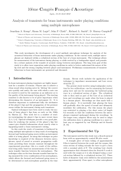 Analysis of Transients for Brass Instruments Under Playing
