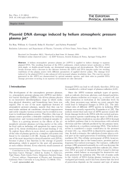 Plasmid DNA damage induced by helium atmospheric