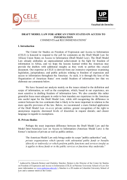 DRAFT MODEL LAW FOR AFRICAN UNION STATES ON ACCESS