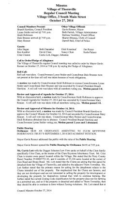 Minutes Village of Thornville Regular Council Meeting Village Office