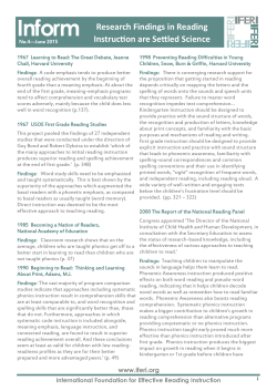 Instruction are Settled Science Research Findings in Reading