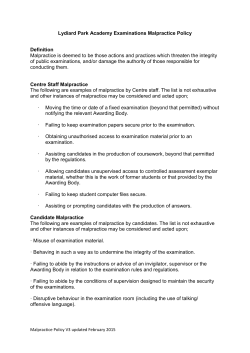 Lydiard Park Academy Examinations Malpractice Policy Definition
