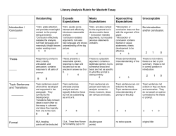 Literary Analysis Rubric for Macbeth Essay Outstanding Exceeds