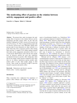 The moderating effect of passion on the relation between activity
