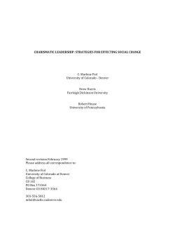 Charismatic Leadership: Strategies for Effecting Social