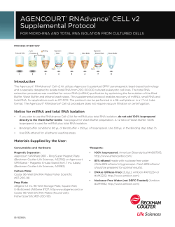 AGENCOURT&reg; RNAdvance&reg; CELL v2 Supplemental Protocol